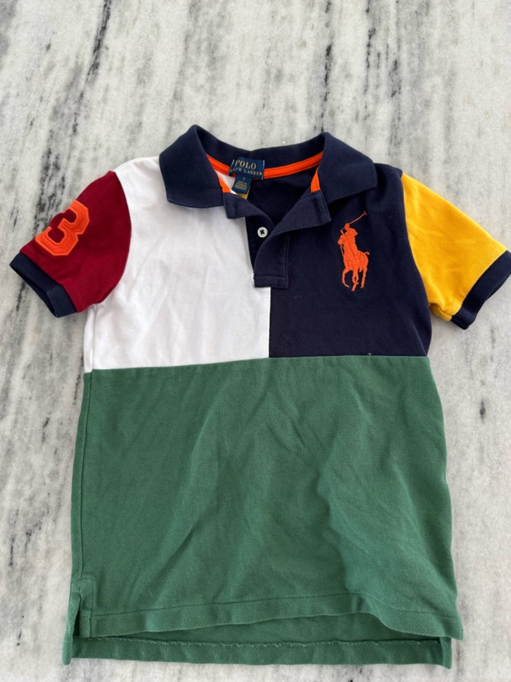 Boys Ralph Lauren polo Colorblock Short Sleeve Green/Navy/White/Yellow/Red
